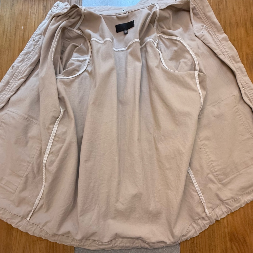 Londunn + Missguided Tan Khaki Utility Jacket Trench Coat Logo Sleeves Size 8 - Picture 9 of 15